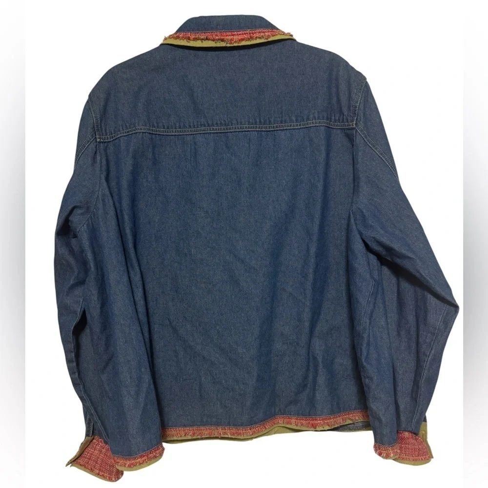 Vintage Breckenridge Women’s Denim Jacket with Colorful Fringe Size 3X